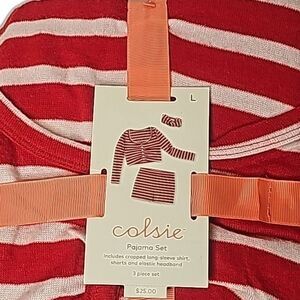 Pajama Set Red White Stripe Size Large NWT